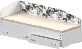 Кровать Софа-9 с мягкой спинкой с рисунком Милана (900х2000) Белый в Бийске - bijsk.katalogmebeli.com | фото