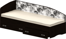 Кровать Софа-9 с мягкой спинкой с рисунком Милана (900х2000) Венге в Бийске - bijsk.katalogmebeli.com | фото