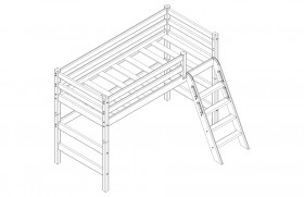 Кровать Соня вариант 6 полувысокая с наклонной лестницей Белый полупрозрачный в Бийске - bijsk.katalogmebeli.com | фото 3