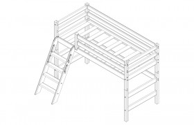 Кровать Соня вариант 6 полувысокая с наклонной лестницей Белый полупрозрачный в Бийске - bijsk.katalogmebeli.com | фото 4