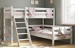 Кровать Соня вариант 8 угловая с наклонной лестницей Белый полупрозрачный в Бийске - bijsk.katalogmebeli.com | фото