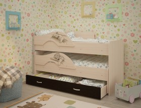 Кровать выкатная Радуга-Сафари детская 1600 Млечный дуб/Венге в Бийске - bijsk.katalogmebeli.com | фото