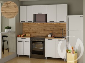 Кухня Кьяра 2.0 м с окапом (белый/карбон фарфор/26мм/дуб вотан) в Бийске - bijsk.katalogmebeli.com | фото 1