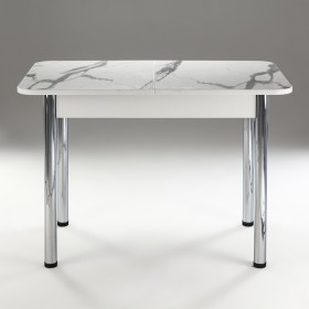 Кухонный стол 1100*700/400 ф 2 Пластик, мрамор белый в Бийске - bijsk.katalogmebeli.com | фото