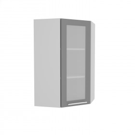 Квадро ВПУС 550 шкаф верхний угловой со стеклом высокий (Железо/корпус Серый) в Бийске - bijsk.katalogmebeli.com | фото