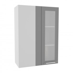 Квадро ВПУС 650 шкаф верхний угловой со стеклом высокий (Железо/корпус Серый) в Бийске - bijsk.katalogmebeli.com | фото
