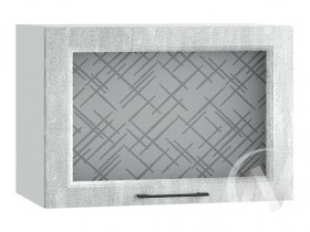 Либерти Шкаф верхний горизонтальный со стеклом ШВГС 609 (Холст грей/корпус белый) в Бийске - bijsk.katalogmebeli.com | фото
