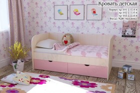 Мальвина Кровать детская 2 ящика 1.6 Розовыйй глянец в Бийске - bijsk.katalogmebeli.com | фото