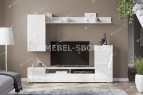 Мебель для гостиной МГС 4 (Белый/Белый глянец) в Бийске - bijsk.katalogmebeli.com | фото 1