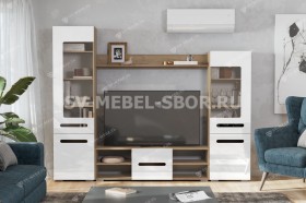 Мебель для гостиной МГС 6 (Исполнение 1/Дуб золотой/Белый глянец) в Бийске - bijsk.katalogmebeli.com | фото 1