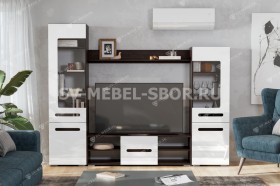 Мебель для гостиной МГС 6 (Исполнение 1/Венге/Белый глянец) в Бийске - bijsk.katalogmebeli.com | фото