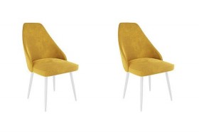 Набор стульев Милан 2 шт (желтый велюр/белый) в Бийске - bijsk.katalogmebeli.com | фото