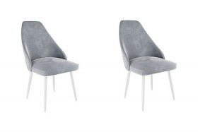Набор стульев Милан 2 шт (серый велюр/белый) в Бийске - bijsk.katalogmebeli.com | фото