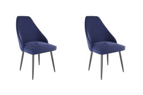 Набор стульев Милан 2 шт (синий велюр/черный) в Бийске - bijsk.katalogmebeli.com | фото
