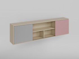 Полка между шкафами 1660 Грэйси (Розовый/Серый/корпус Клен) в Бийске - bijsk.katalogmebeli.com | фото