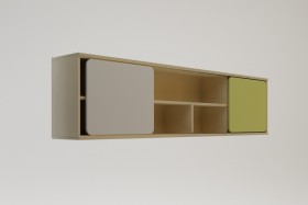 Полка между шкафами 1660 Эппл (Зеленый/Белый/корпус Клен) в Бийске - bijsk.katalogmebeli.com | фото 2