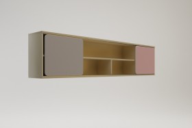 Полка между шкафами 1960 Грэйси (Розовый/Серый/корпус Клен) в Бийске - bijsk.katalogmebeli.com | фото 2