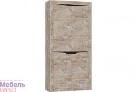 Шкаф 2-х створчатый комбинированный Хилтон (Дуб юкон/Гранж) в Бийске - bijsk.katalogmebeli.com | фото