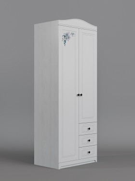 Шкаф 2-х створчатый с ящиками Бэлла (Выбеленное дерево/Белый) в Бийске - bijsk.katalogmebeli.com | фото