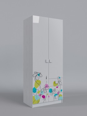 Шкаф 2-х створчатый с ящиками Флёр (Белый/корпус Выбеленное дерево) в Бийске - bijsk.katalogmebeli.com | фото