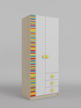 Шкаф 2-х створчатый с ящиками Клаксон без машинок (Белый/корпус Клен) в Бийске - bijsk.katalogmebeli.com | фото