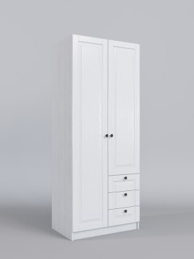 Шкаф 2-х створчатый с ящиками Классика (Белый/корпус Выбеленное дерево) в Бийске - bijsk.katalogmebeli.com | фото