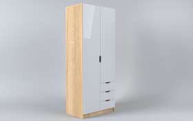 Шкаф 2-х створчатый с ящиками Лофт (Белый/корпус Дуб Сонома) в Бийске - bijsk.katalogmebeli.com | фото
