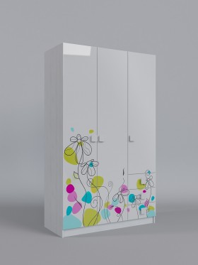 Шкаф 3-х створчатый с ящиками Флёр (Белый/корпус Выбеленное дерево) в Бийске - bijsk.katalogmebeli.com | фото