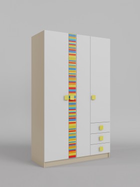 Шкаф 3-х створчатый с ящиками Клаксон без машинок (Белый/корпус Клен) в Бийске - bijsk.katalogmebeli.com | фото