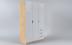 Шкаф 3-х створчатый с ящиками Лофт (Белый/корпус Дуб Сонома) в Бийске - bijsk.katalogmebeli.com | фото
