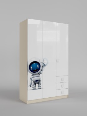Шкаф 3-х створчатый с ящиками Санни (Белый/корпус Клен) в Бийске - bijsk.katalogmebeli.com | фото