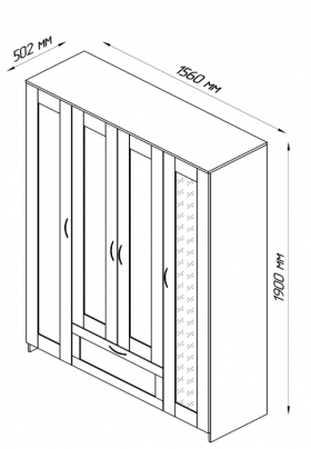 Шкаф четырехдверный Сириус с 1 зеркалом и 1 ящиком белый в Бийске - bijsk.katalogmebeli.com | фото 3