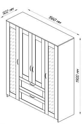 Шкаф четырехдверный Сириус с 1 зеркалом и 2 ящиками дуб сонома в Бийске - bijsk.katalogmebeli.com | фото 2
