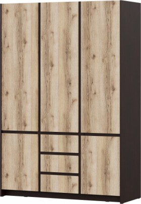 Модульная система "Прага" Шкаф для одежды трехстворчатый Дуб Венге/Дуб Делано в Бийске - bijsk.katalogmebeli.com | фото