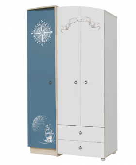 Шкаф для одежды Бриз 1200 Дуб ривьера/ Рамух белый/синий в Бийске - bijsk.katalogmebeli.com | фото