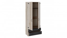 Шкаф для одежды комбинированный «Окланд» (Фон Черный/Дуб Делано) в Бийске - bijsk.katalogmebeli.com | фото 2