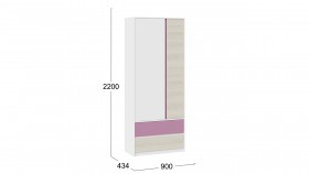 Шкаф для одежды комбинированный «Сканди» Дуб Гарден/Белый/Лиловый в Бийске - bijsk.katalogmebeli.com | фото 5