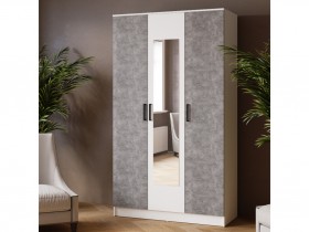 Шкаф комбинированный Ларс (1,2) с зеркалом белый/ателье светлое в Бийске - bijsk.katalogmebeli.com | фото 3