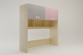 Система хранения над кроватью Грэйси (Розовый/Серый/корпус Клен) в Бийске - bijsk.katalogmebeli.com | фото 2