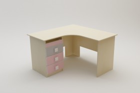 Стол угловой Грэйси (Розовый/Серый/корпус Клен) в Бийске - bijsk.katalogmebeli.com | фото 2
