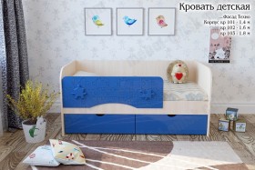 Техно Кровать детская 2 ящика 1.6 Синий глянец в Бийске - bijsk.katalogmebeli.com | фото